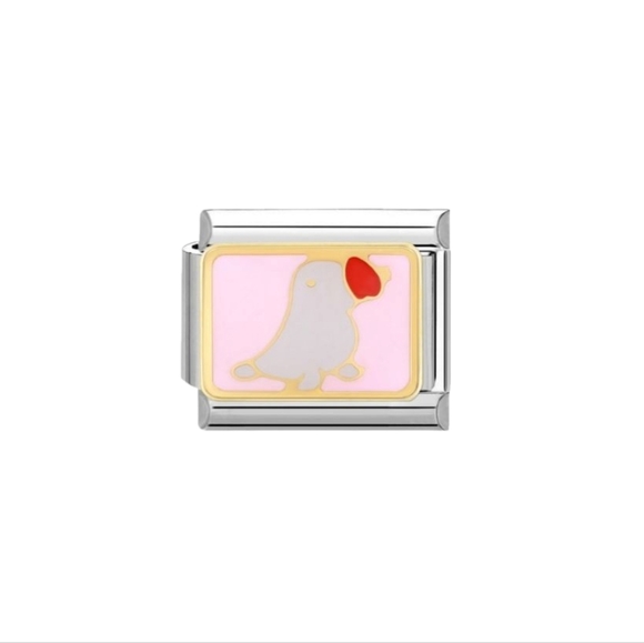 Italian Charmlink Seal with Pink Background‎ for Nomination Charm Bracelet 9mm - Picture 1 of 10